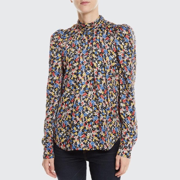 Veronica Beard Tops - Veronica Beard mena black white red floral print neck tie silk blouse top